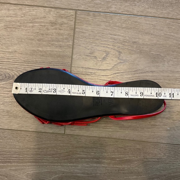 ZARA Red Triple Strap Flat Sandal Size 9 EU 40 - Picture 6 of 6